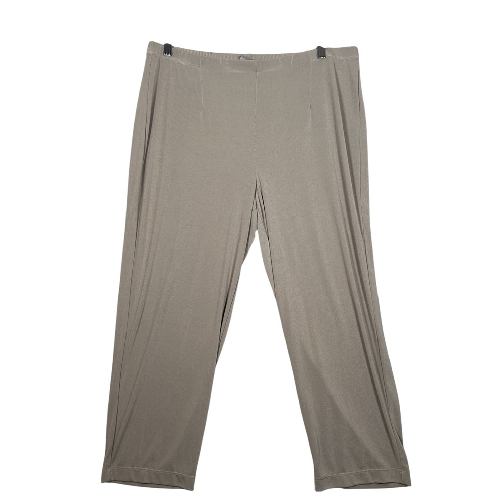 Chicos Easy Wear Pull On Slinky Pants Womens 2 (M/L) Tan High Rise Stretch